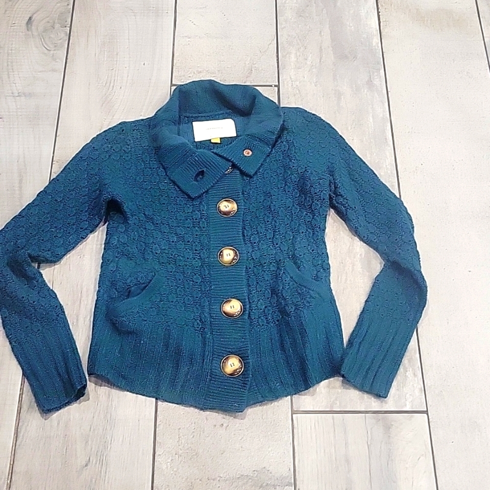 Leifdotti dark turquoise sweater  size small with pocket #1